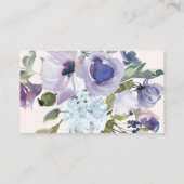 Lilac Dusty Blue Floral Boho Wedding Website Visitenkarte (Rückseite)