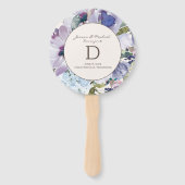Lilac Dusty Blue Watercolor Floral Wedding Fächer (Rückseite)