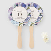 Lilac Dusty Blue Watercolor Floral Wedding Fächer (Vorne und Hinten)