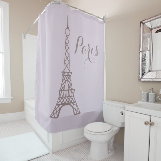 Lilac Eiffel Tower Paris Duschvorhang (Beispiel)