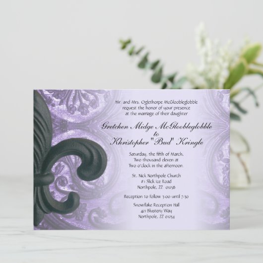 Lilac "Eisen-Lilie" - WEDERINVITATION Einladung (Stehend Vorderseite)