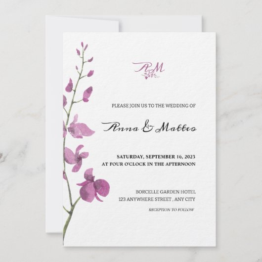 Lilac Elegance Minimalistisch Hochzeit Einladung (Vorderseite)