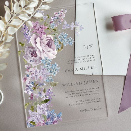 Lilac Elegant Wedding Acrylic Einladungen
