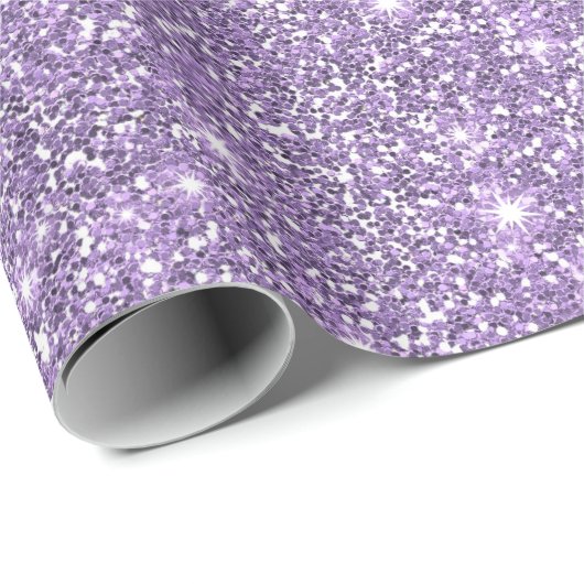 Lilac Elegante Glamour Imitat Glitzer Geschenkpapier (Rolleneckpunkt)