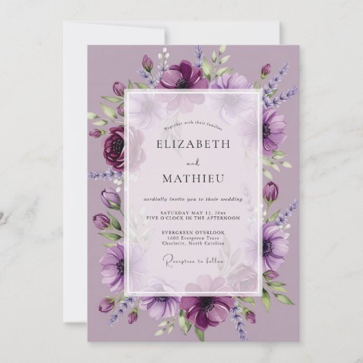 Lilac Enchanting Spring Wedding Einladung (Vorderseite)