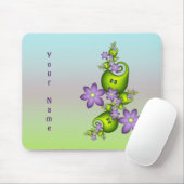 Lilac Fantasy Blume Grüne Formen Fraktal Name Mousepad (Mit Mouse)