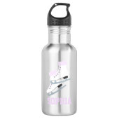Lilac Figure Skate Personalisiert Girls Edelstahlflasche (Vorderseite)