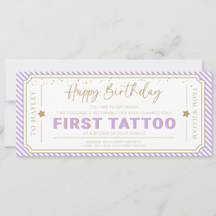 Lilac First Tattoo Geburtstagsgeschenkgutschein Ka Einladung