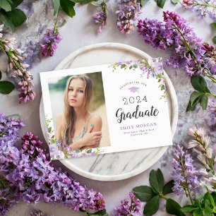 Lilac Floral Abschluss Foto Ankündigung Magnet