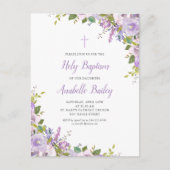 Lilac Floral Baby Girl Taufe Einladung Postkarte (Vorderseite)