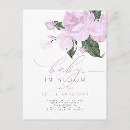 Lilac Floral Baby in Bloom Girl Shower Einladungspostkarte