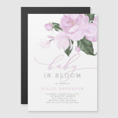 Lilac Floral Baby in Bloom Shower Girl Magneteinladung (Vorne/Hinten)