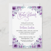 Lilac Floral Baby Shower Einladung (Vorderseite)
