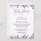 Lilac Floral Baby Shower Einladung (Vorderseite)