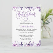 Lilac Floral Baby Shower Einladung (Stehend Vorderseite)