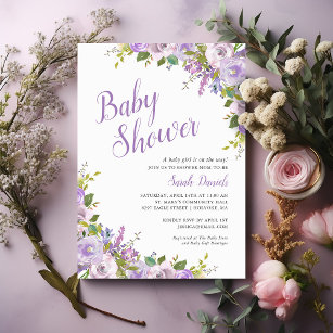 Lilac Floral Baby Shower Einladung