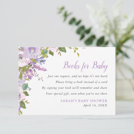 Lilac Floral Baby Showkarte Begleitkarte (Stehend Vorderseite)