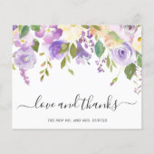 Lilac Floral Budget Wedding Dankeschön Card (Vorderseite)
