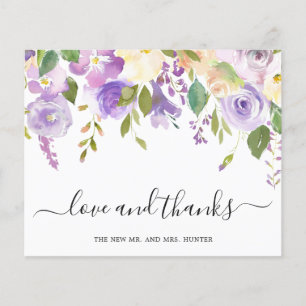 Lilac Floral Budget Wedding Dankeschön Card