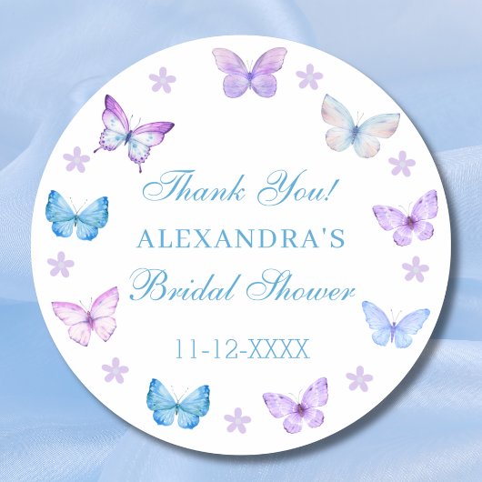 Lilac Floral Butterfly Brautparty Vielen Dank Runder Aufkleber
