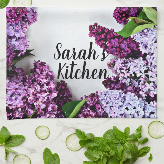 Lilac Floral Custom Kitchen Handtücher (Gefaltet)
