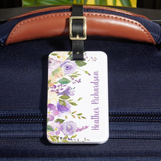 Lilac Floral Custom Mit Monogramm Gepäckanhänger (Vorderseite Insitu 2)