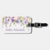 Lilac Floral Custom Mit Monogramm Gepäckanhänger (Vorderseite horizontal)