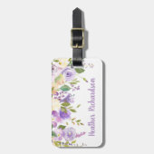 Lilac Floral Custom Mit Monogramm Gepäckanhänger (Vorderseite vertikal)
