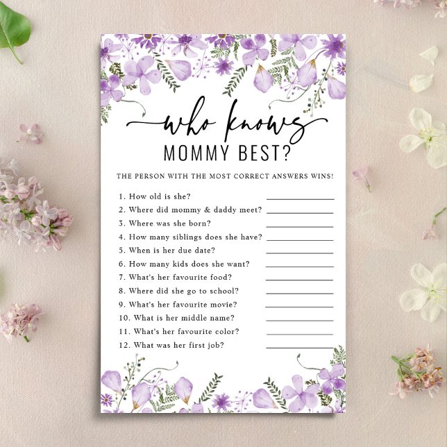 Lilac Floral, der das Mommy Best Baby Shower Game  (Von Creator hochgeladen)