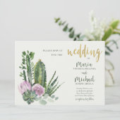 LILAC FLORAL DESERT CACTI FAUNA WATERCOLOR WEDD EINLADUNG (Stehend Vorderseite)