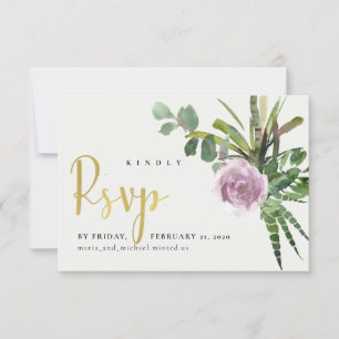 LILAC FLORAL DESERY CACTI FOLIAGE WATERCOLOR UAWG RSVP KARTE