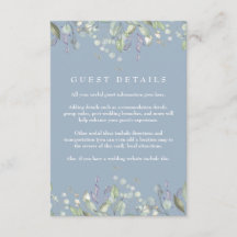 Lilac Floral Dusty Blue Guest Information Details