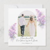 Lilac Floral Foto Bible Verse Christliche Hochzeit Einladung (Rückseite)