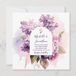 Lilac Floral Foto Bible Verse Christliche Hochzeit Einladung
