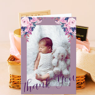 Lilac Floral Foto Card   Hebamme New Baby Gift Dankeskarte