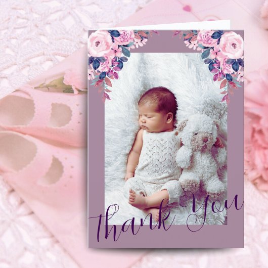 Lilac Floral Foto Card | Hebamme New Baby Gift Dankeskarte