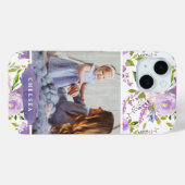 Lilac Floral Foto und Monogramm Case-Mate iPhone Hülle (Rückseite (Horizontal))
