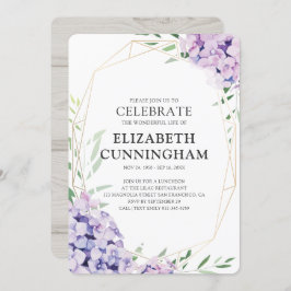 Lilac Floral geometrische Feier des Lebens Einladung