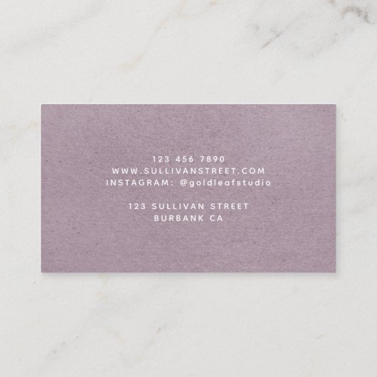Lilac Floral Gold Luxe Nail Salon Visitenkarte (Rückseite)
