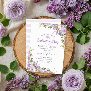Lilac Floral Graduation Party Einladung