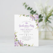 Lilac Floral Graduation Party Einladung Postkarte (Stehend Vorderseite)