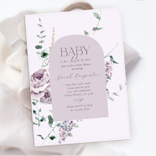 Lilac Floral in Bloom Baby Shower Einladung