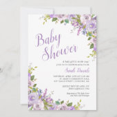 Lilac Floral Long Distance Baby Dusche Einladung (Vorderseite)
