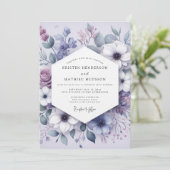 Lilac Floral Meadow Romance Wedding Einladung (Stehend Vorderseite)