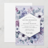 Lilac Floral Meadow Romance Wedding Einladung (Vorne/Hinten)