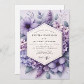 Lilac Floral Meadow Wedding Einladung (Vorne/Hinten)