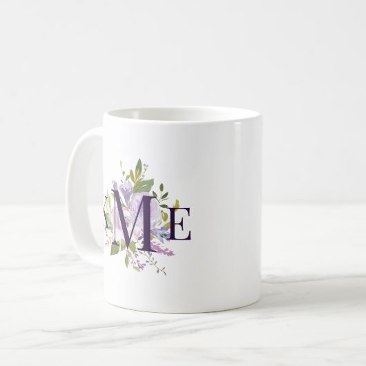 Lilac Floral Mit Monogramm Kaffeetasse (Vorderseite Links)