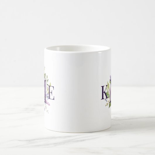 Lilac Floral Mit Monogramm Kaffeetasse (Mittel)