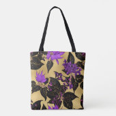 Lilac Floral mit schwarzen Blätter Tasche (Rückseite)