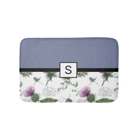 Lilac Floral Monogram Badematte (Vorderseite)